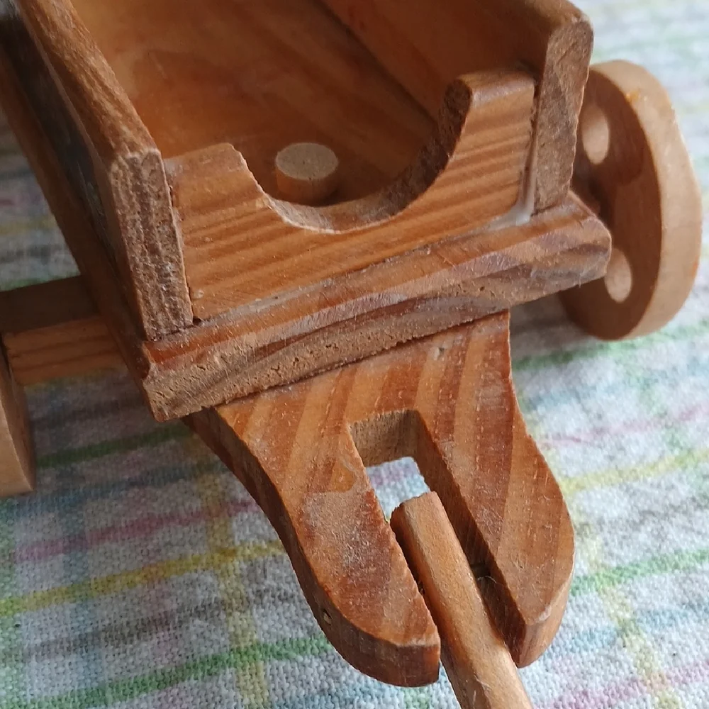 Wooden Apple Cart Decor As Is